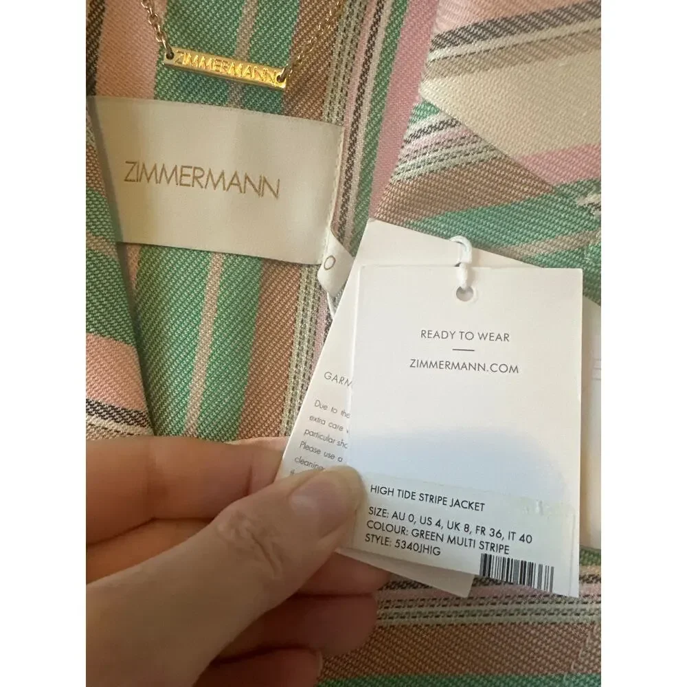 Zimmermann NWT‎ High Tide Stripe Belted Blazer Zimmermann 0 US 4